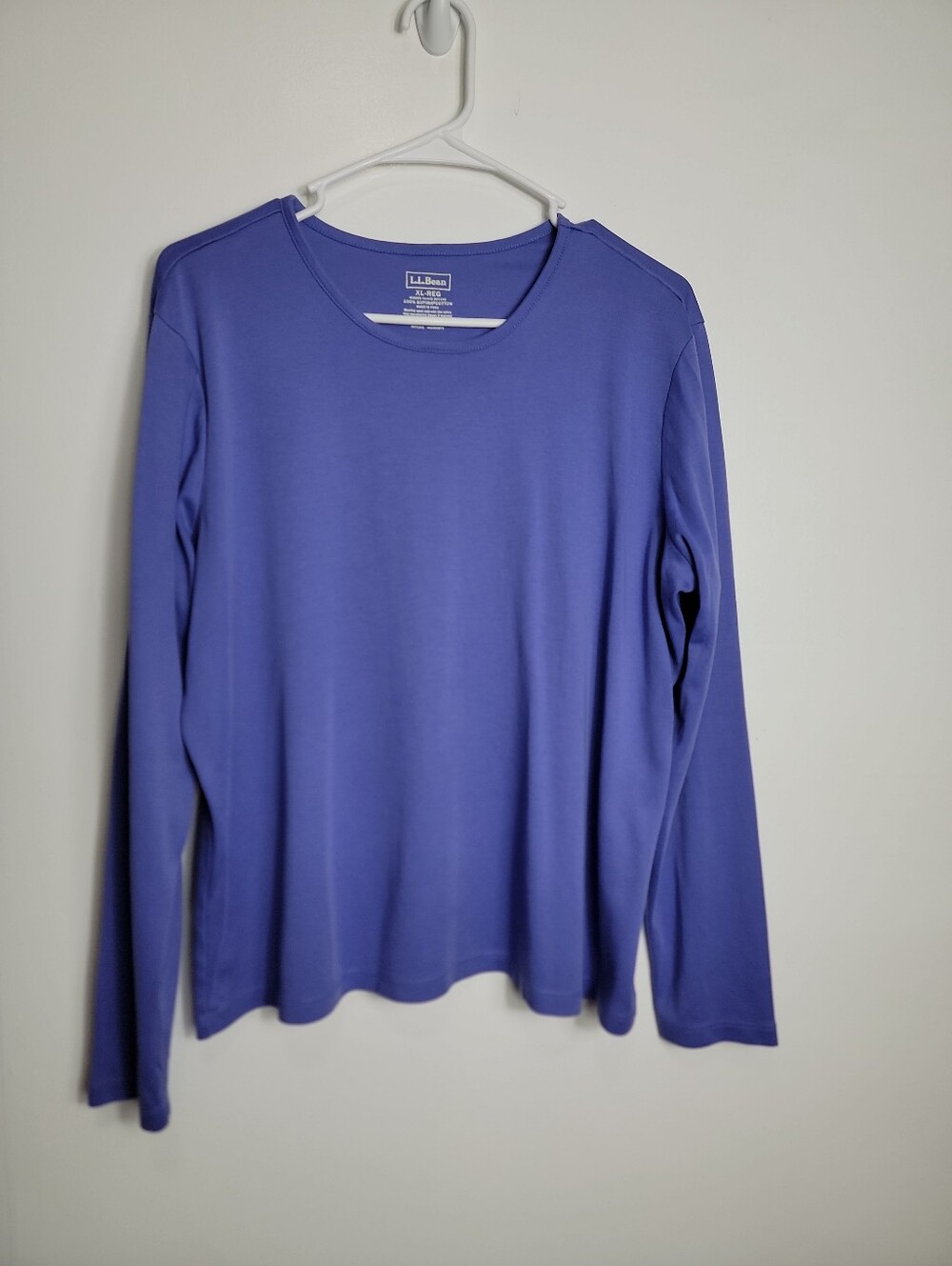 L.L. Bean Women's Lavender 100% Cotton Long Sleeve Pullover Top, XL Reg